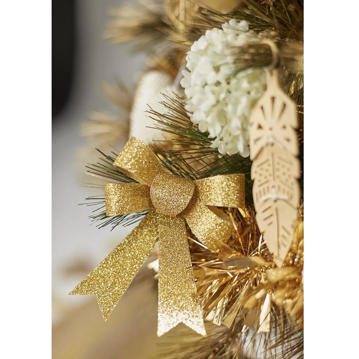 Noeud de Noël doré à suspendre x3