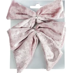 Noeud de Noël velours rose x2