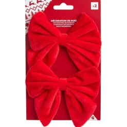 Noeud de Noël velours rouge x2 - 12xH13cm