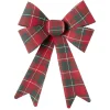 Noeud de Noël XL tartan rouge et vert à suspendre H.26 cm