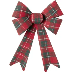 Noeud de Noël XL tartan rouge et vert à suspendre H.26 cm