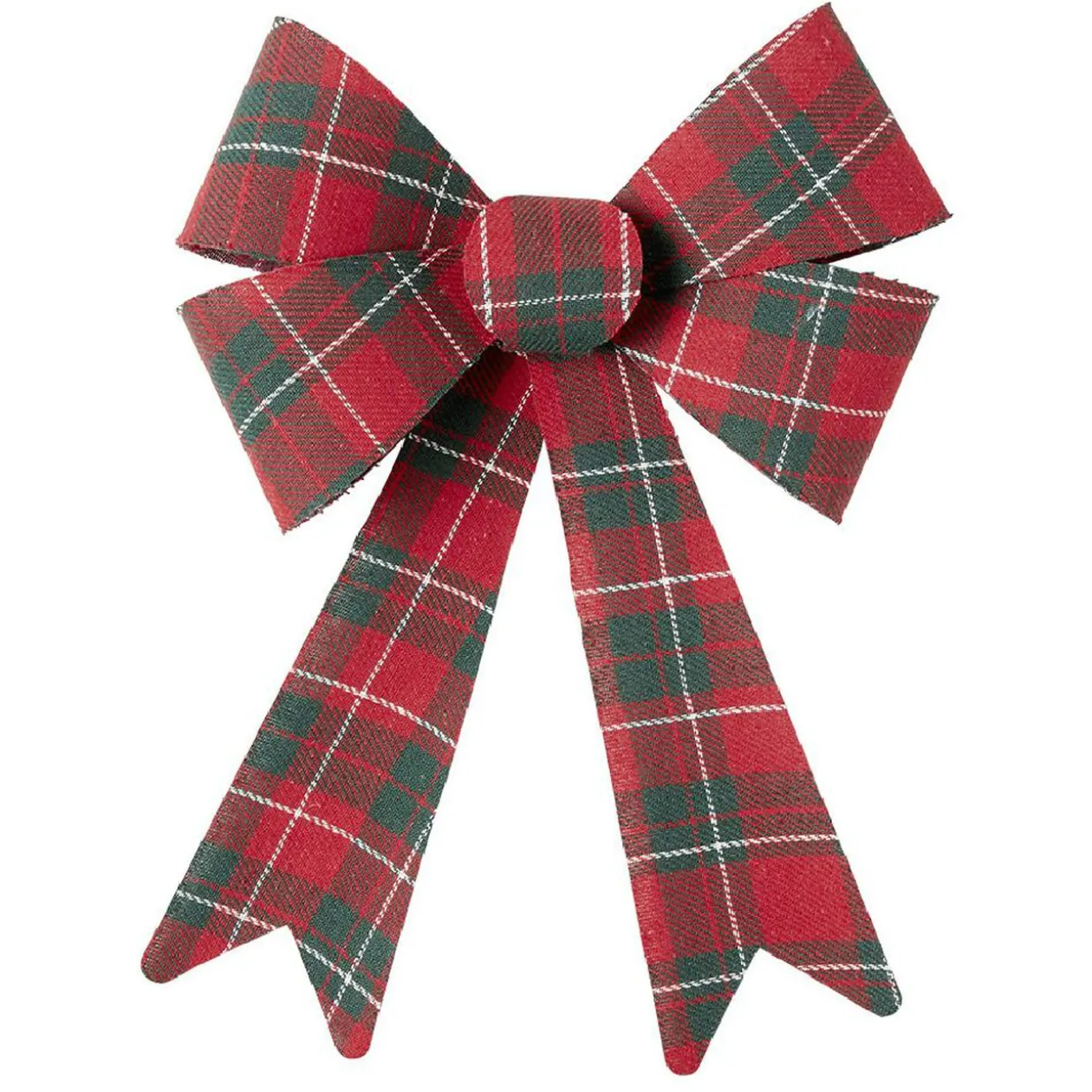 Noeud de Noël XL tartan rouge et vert à suspendre H.26 cm