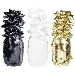 Noeud métallisé x9 avec bolduc x3 doré blanc noir