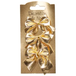 Noeud Noël doré brillant x 3