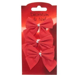 Noeud Noël rouge satiné x 3