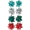 Noeud pour emballage cadeau de Noël bleu vert rouge argent x8