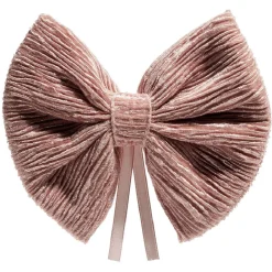 Noeud ruban velours côtelé rose L14,5xH12cm x2