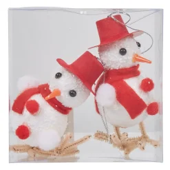 Oiseau blanc et rouge Noël x2
