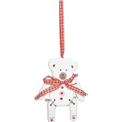 Ourson de Noël à suspendre rouge et blanc