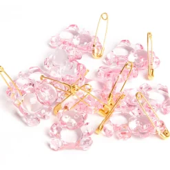 Ourson rose à épingler x10