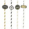 Paille assortie avec pancarte L19,5cm 20 pièces