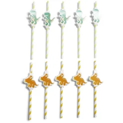 Paille décor dinosaure x10