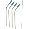 Paille en inox réutilisable avec embout en silicone x4
