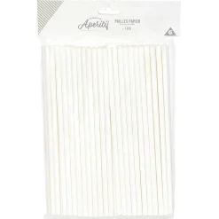 Paille en papier blanche x100