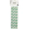 Paille en papier motif chevron blanc et vert x20
