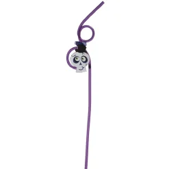 Paille en plastique décor Halloween violet x12