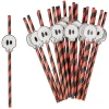 Paille fantaisie crâne Halloween noir et rouge x20