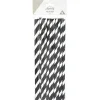 Paille jetable en papier motif chevron blanc et noir x20