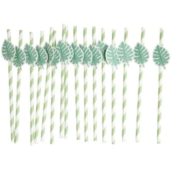 Paille papier décor spirale colorée avec fantaisie x16 - Ø0,5 x H27cm