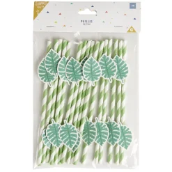 Paille papier décor spirale colorée avec fantaisie x16 - Ø0,5 x H27cm