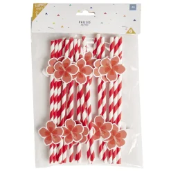 Paille papier décor spirale colorée avec fantaisie x16 - Ø0,5 x H27cm