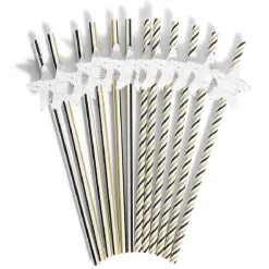Paille personnalisable étiquette étoile tricolore x12