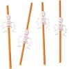 Paille plastique Halloween fantaisie squelette x4