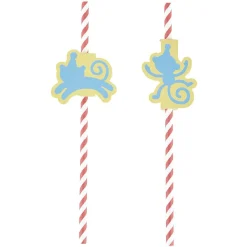 Paille rouge et étiquette singe x 24