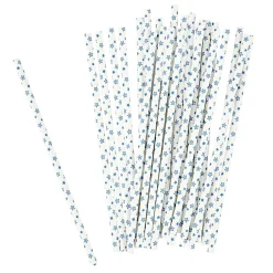 Paille étoile bleu en papier x 24