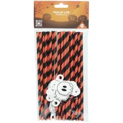 Pailles tête de mort orange x20