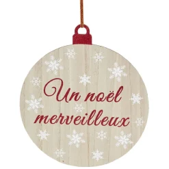 Pancarte boule de Noël en bois Ø30cm