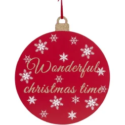 Pancarte boule de Noël en bois Ø30cm