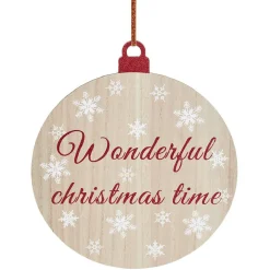 Pancarte boule de Noël en bois Ø30cm