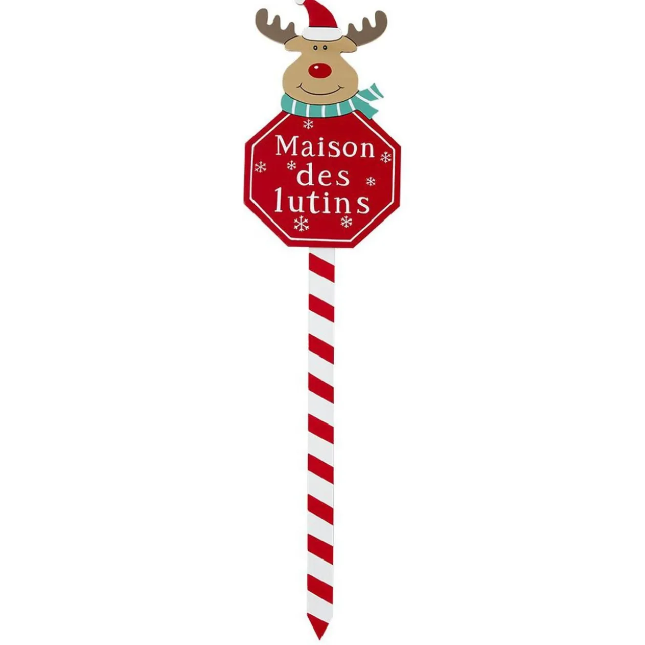 Pancarte de Noël en bois rouge et blanc H50cm