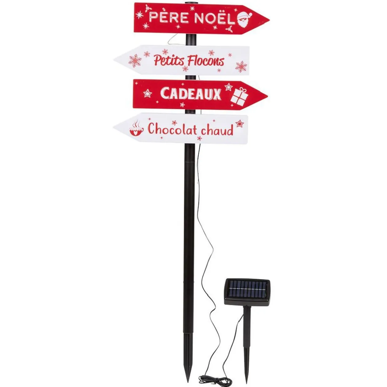 Pancarte directionnelle lumineuse solaire 32 LED H100cm