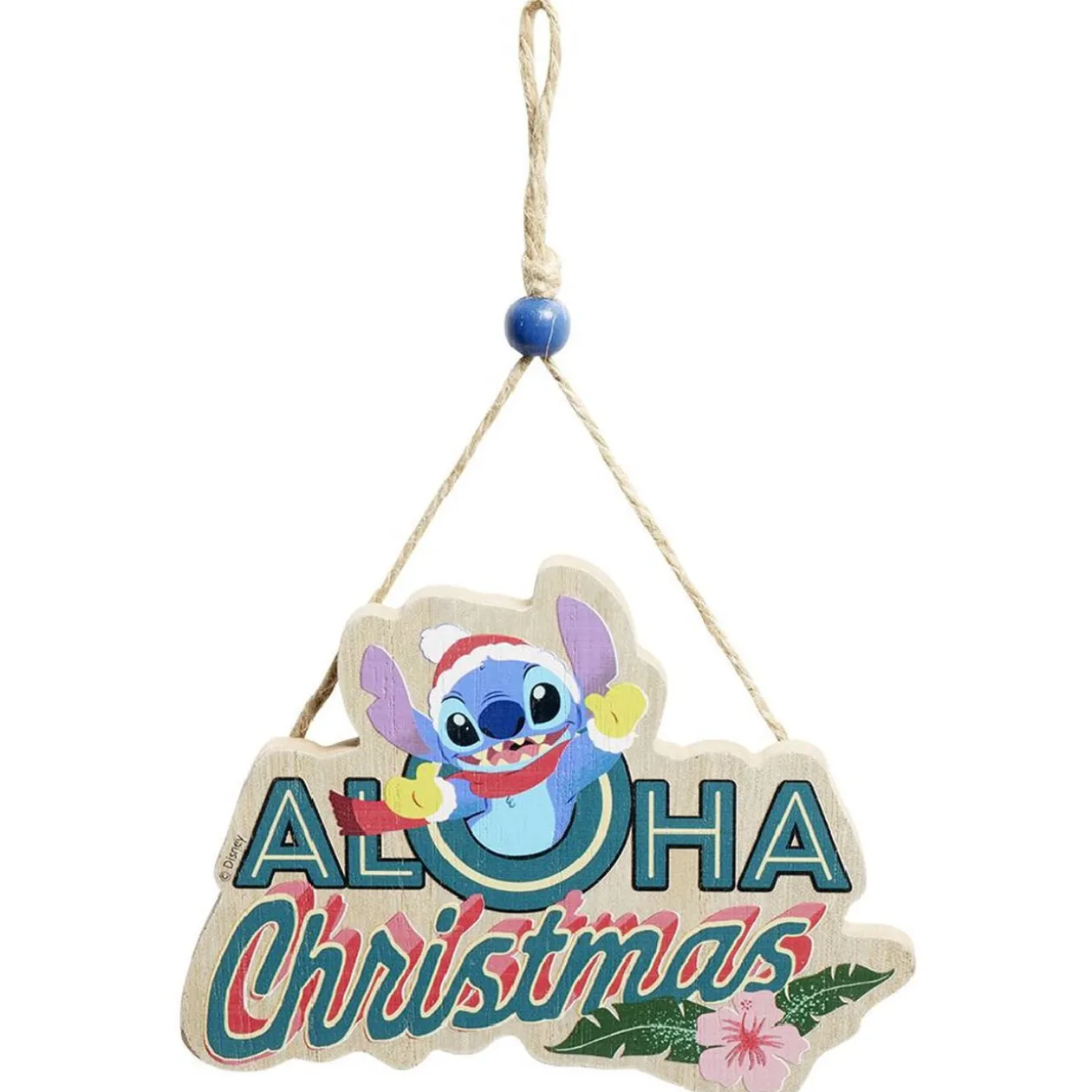 Pancarte Disney Stitch à suspendre Aloha Christmas en bois L16xH25cm