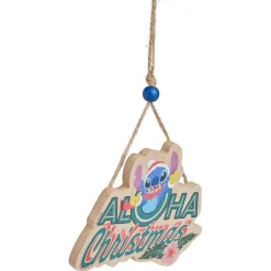 Pancarte Disney Stitch à suspendre Aloha Christmas en bois L16xH25cm