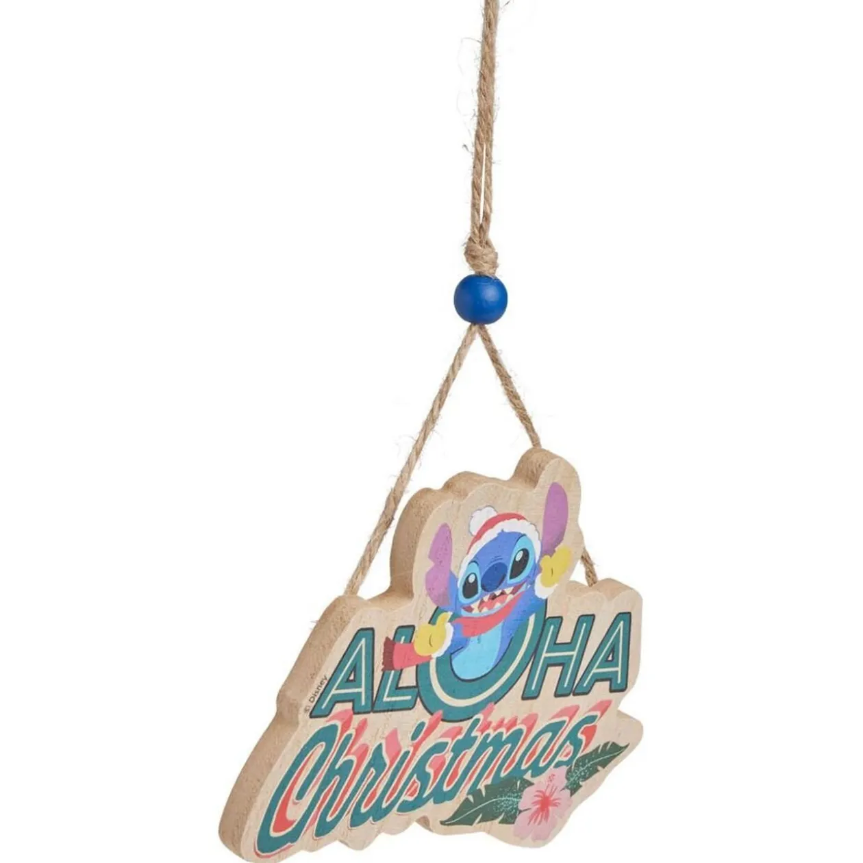 Pancarte Disney Stitch à suspendre Aloha Christmas en bois L16xH25cm