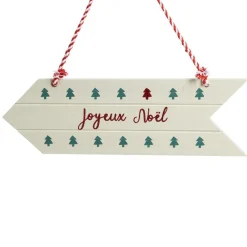 Pancarte en bois à suspendre inscription Joyeux Noël L32cm