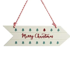 Pancarte en bois à suspendre inscription Joyeux Noël L32cm