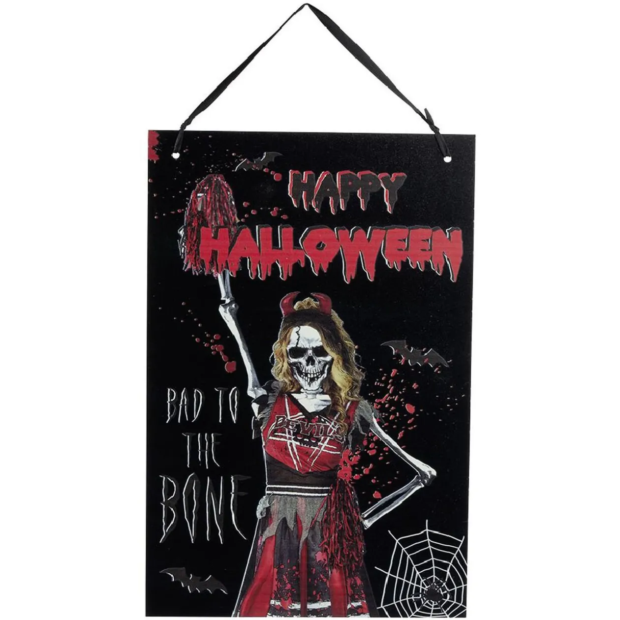 Pancarte Halloween bal de promo zombie à suspendre métal