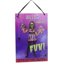 Pancarte Halloween bal de promo zombie à suspendre métal