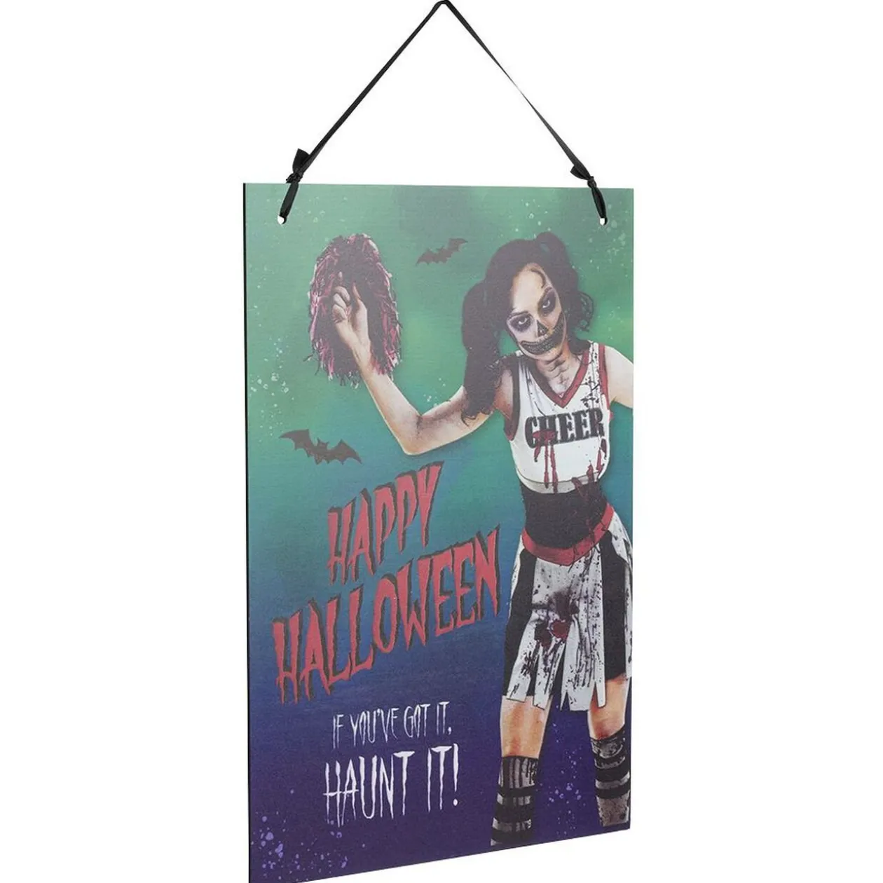 Pancarte Halloween bal de promo zombie à suspendre métal