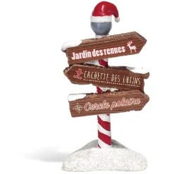 Pancarte inscription de Noël en résine marron blanc rouge