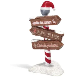 Pancarte inscription de Noël en résine marron blanc rouge