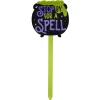 Pancarte jardin bois Halloween inscription Stop by for a spell H82,5cm