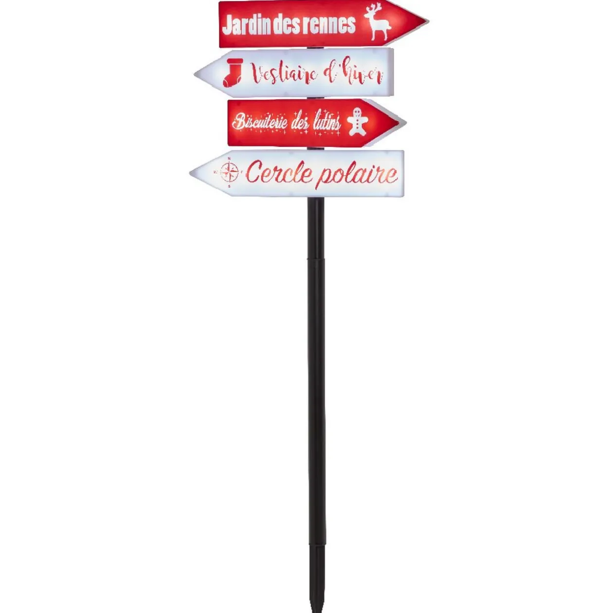 Pancarte lumineuse solaire 32 LED inscription thème Noël rouge blanc