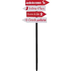 Pancarte lumineuse solaire 32 LED inscription thème Noël rouge blanc