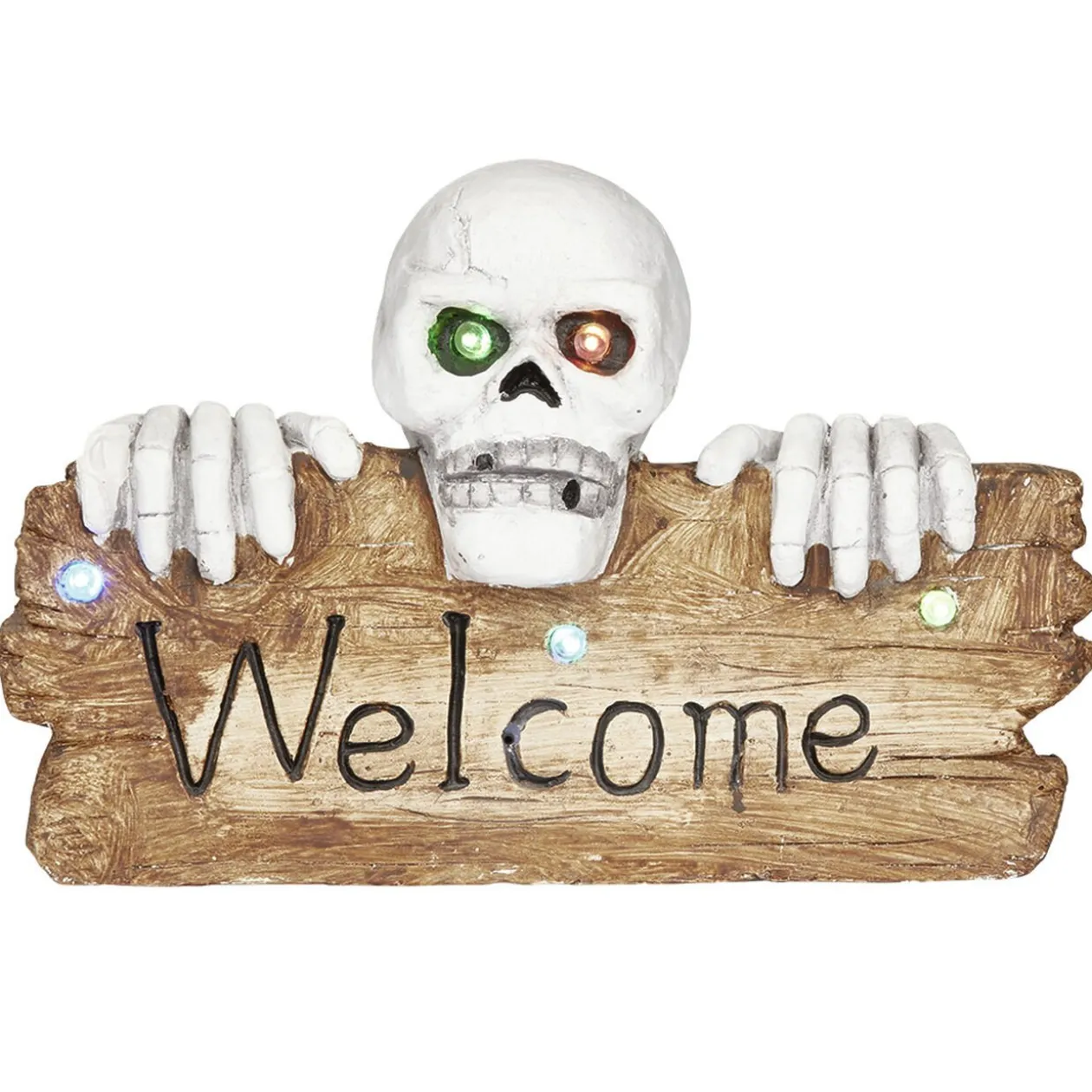 Pancarte squelette LED Halloween inscription Welcome lumineux sonore