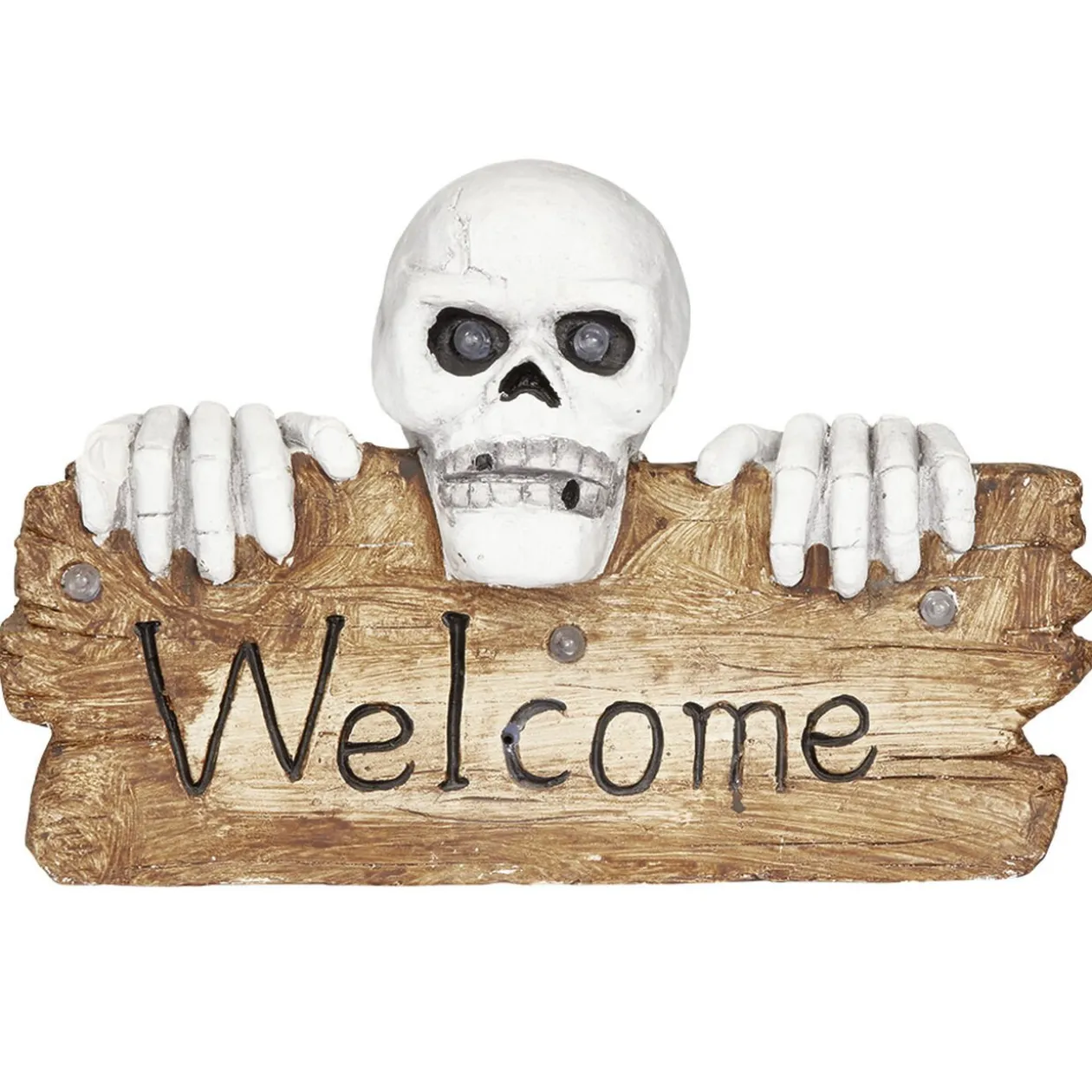 Pancarte squelette LED Halloween inscription Welcome lumineux sonore